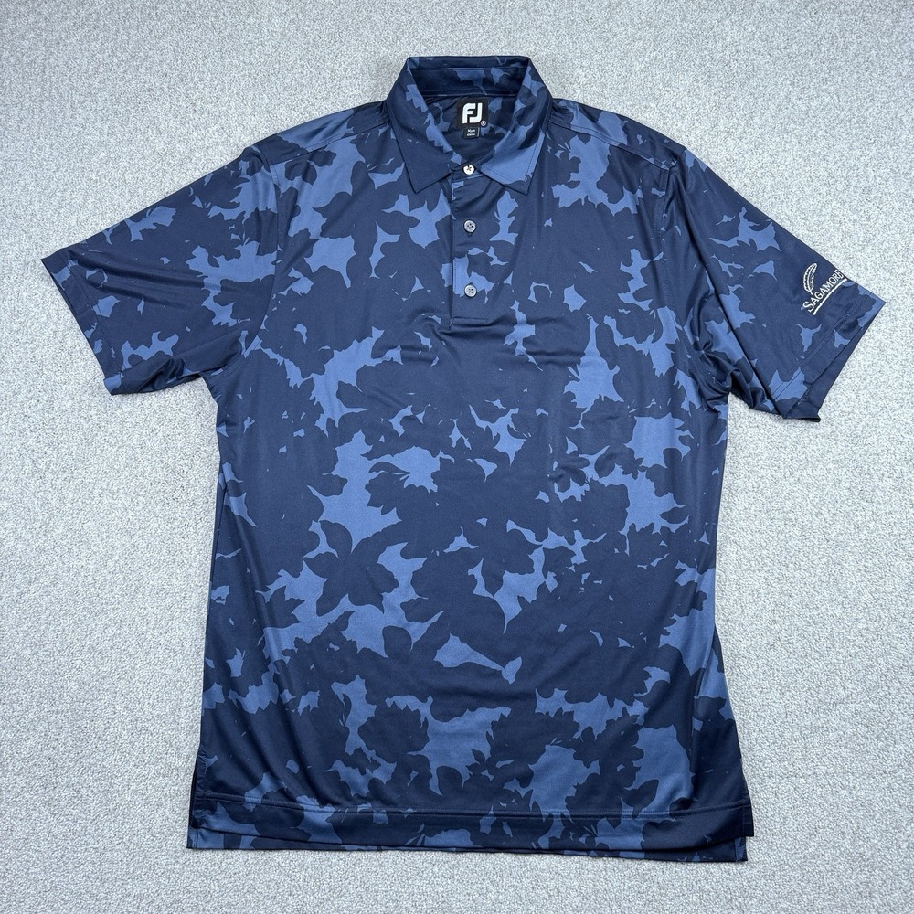 Footjoy‎ Polo Shirt Mens Large All Over Print Blue Golf Pickleball